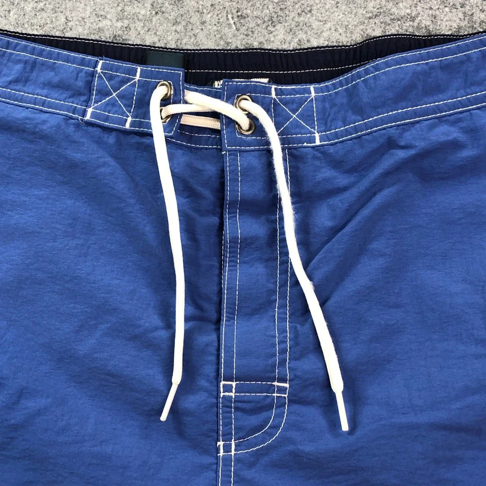 Polo Ralph Lauren Men Swim Trunks L Blue Cargo Pocket Drawstring Contrast Stitch